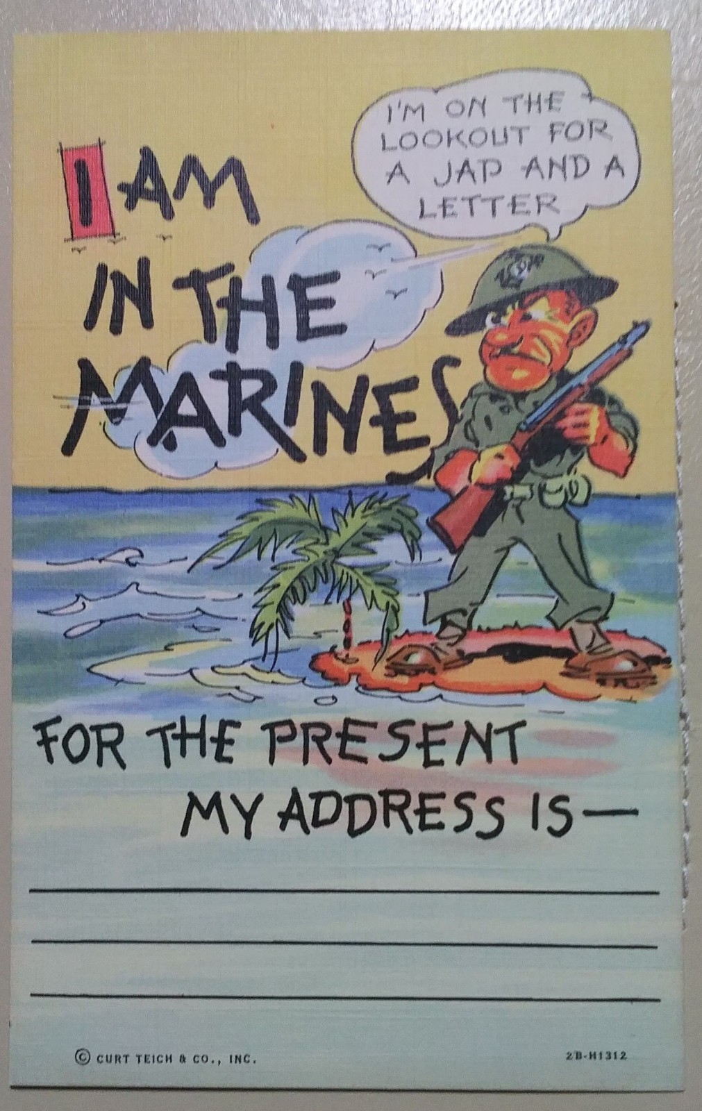 Postcard WW2 linen Marine Corp home front s8