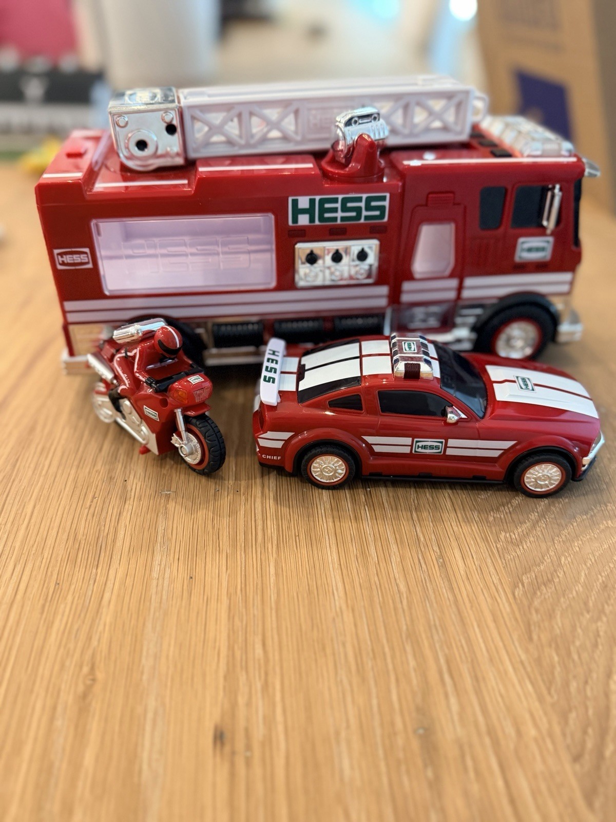 Hess Truck 2024 Fire Truck with Car and Motorcycle 60th Anniversary Edition