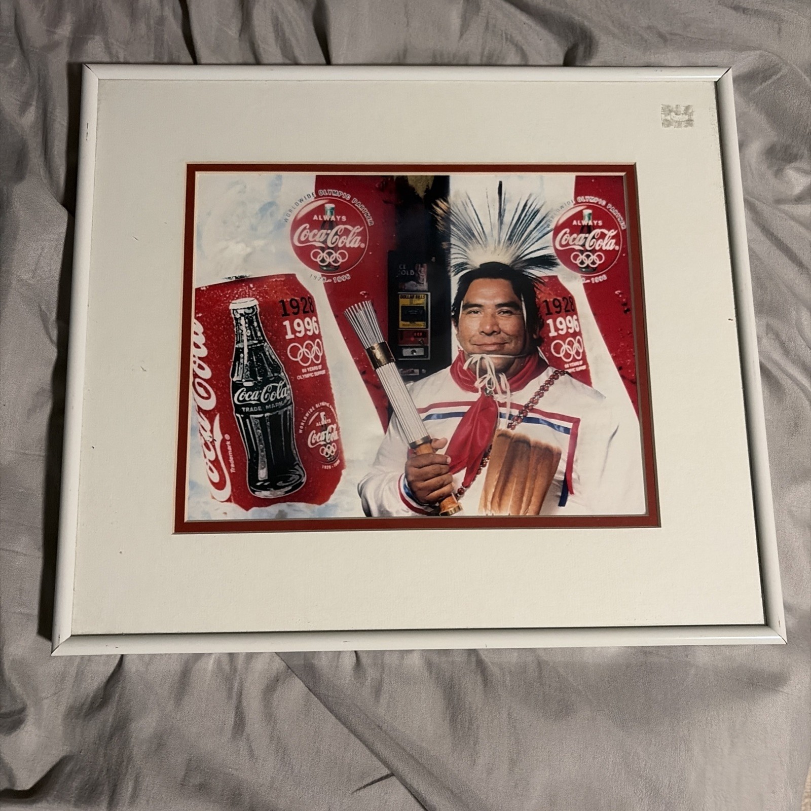 1996 Olympic Torch bearer Eugene Stumblingbear framed photo Coca Cola 1996 Olympic Torch bearer Eugene Stumblingbear framed photo Coca Cola