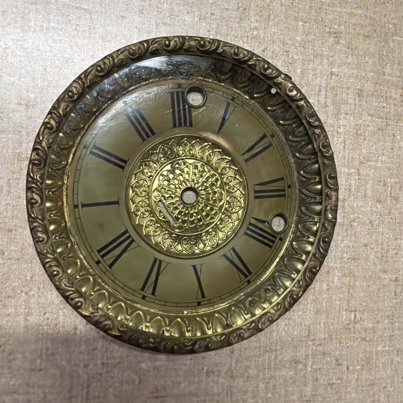 Vintage Ingraham Mantle Winding Clock Part Dial Face Bezel Glass