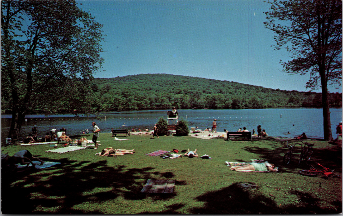 Lake Waramaug State Park CT Beach Swimming Vintage Chrome Postcard Lake Waramaug State Park CT Beach Swimming Vintage Chrome Postcard
