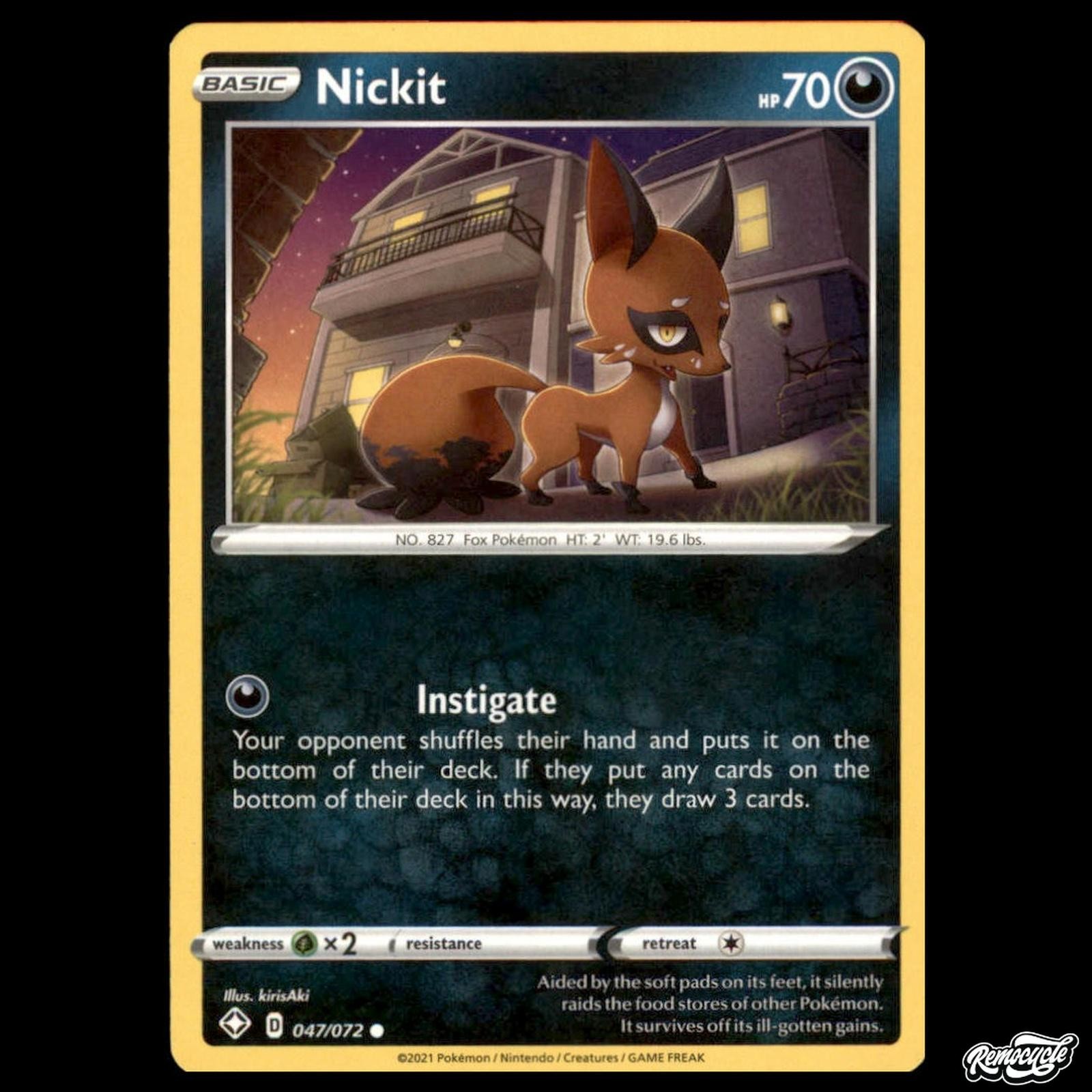 Nickit 047/072 Common Shining Fates Pokemon NM
