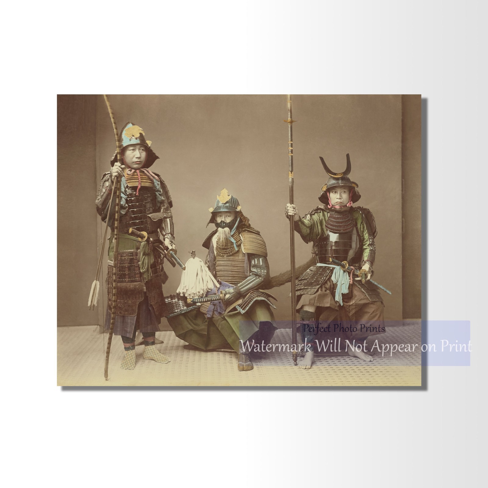 Japanese Samurai Warriors Albumen Photo Print - 1890s - Giclee Fine Art Print Japanese Samurai Warriors Albumen Photo Print - 1890s - Giclee Fine Art Print