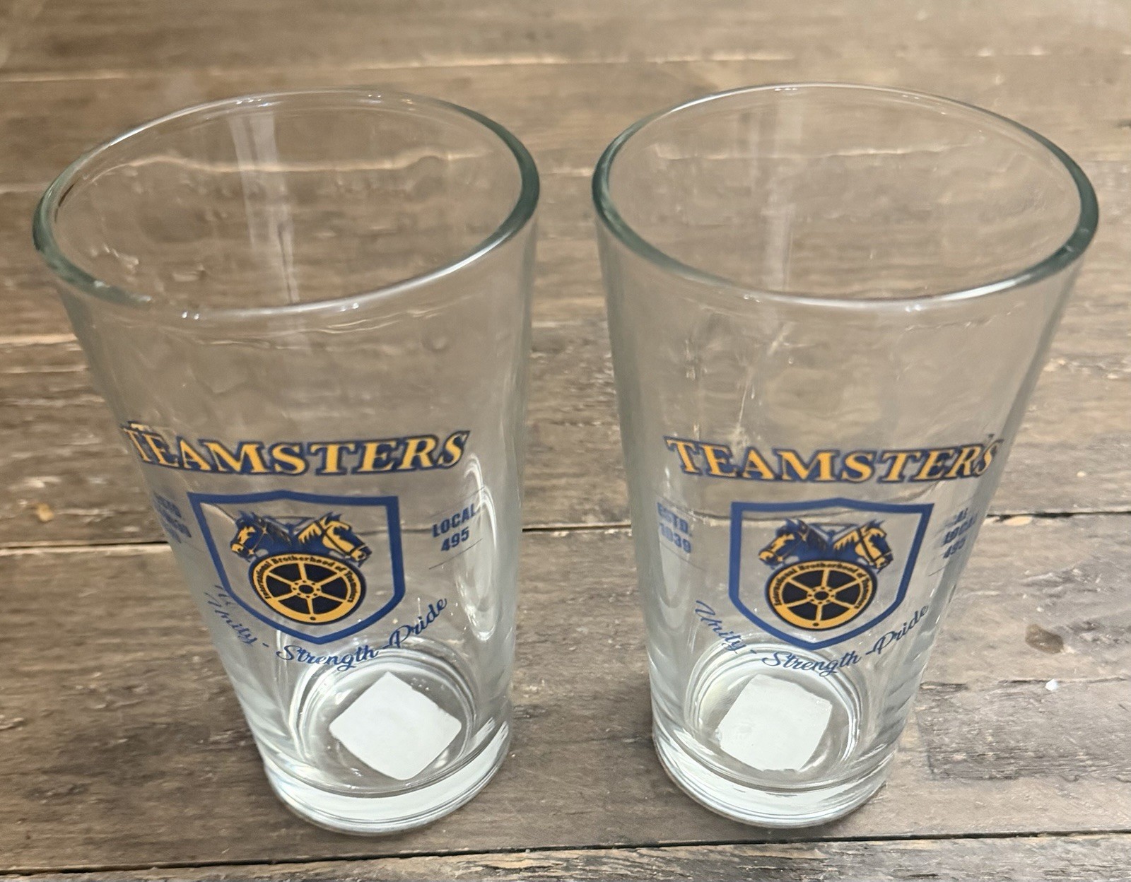 Teamsters Union 16oz Beer Glasses (Set of 2) Local 495 West Covina California Teamsters Union 16oz Beer Glasses (Set of 2) Local 495 West Covina California