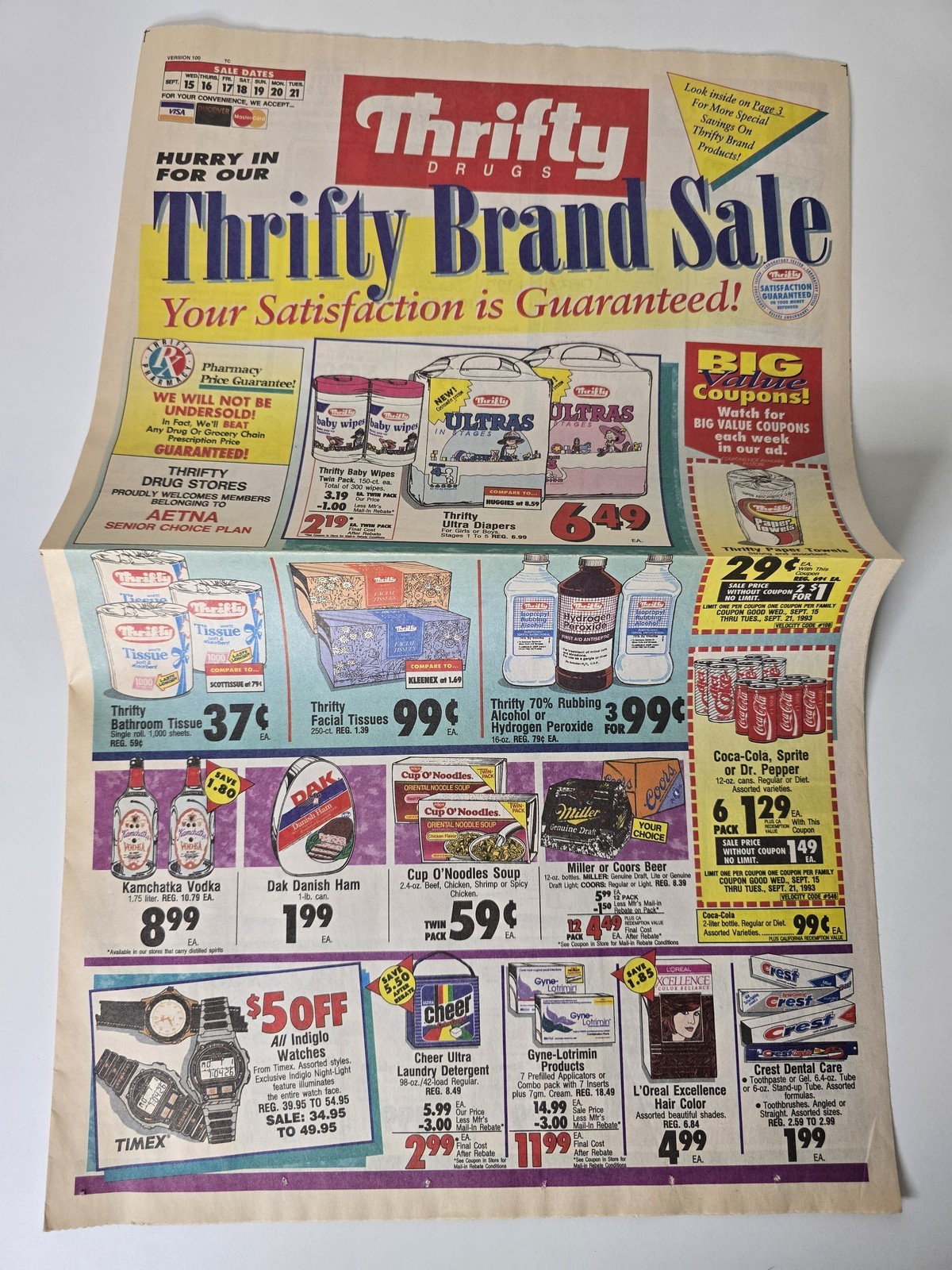 Thrifty Drug Sept 1993 Brand Sale Circular Rubbermaid Liquor Photo Vintage Paper