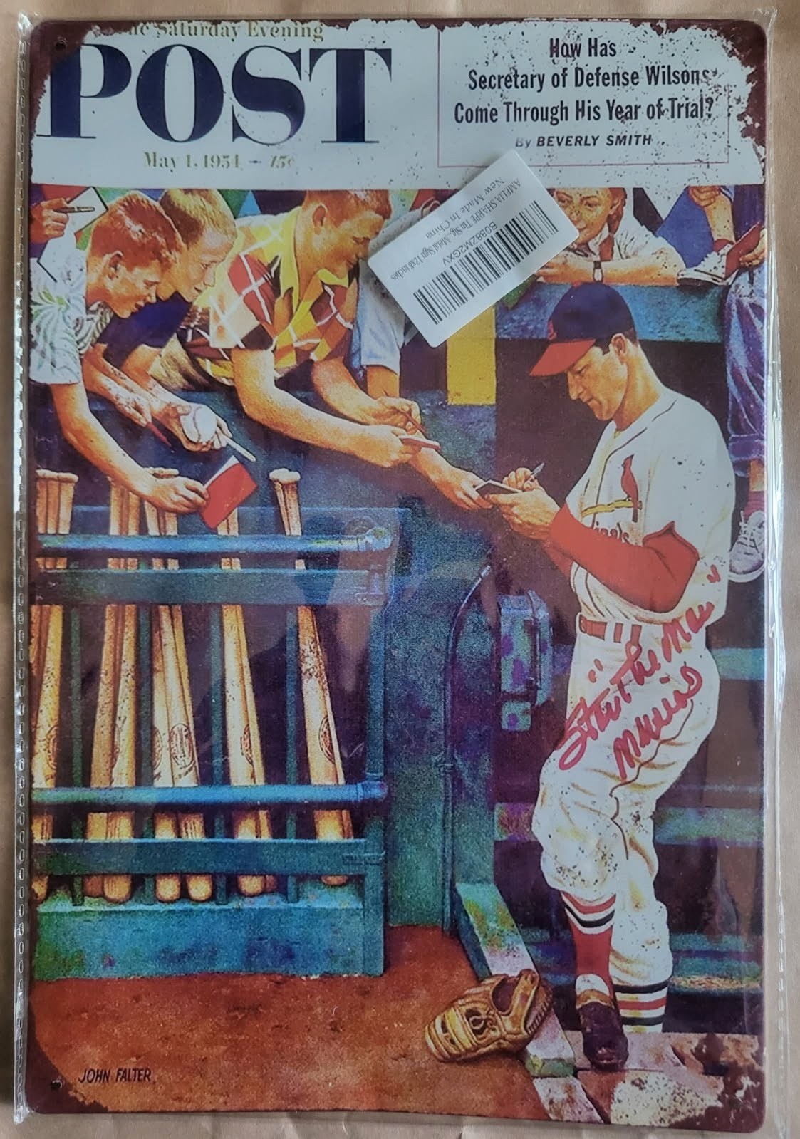 NEW Stan Musial Saturday Post Vintage Look 1954 Reproduction Metal Retro Decor