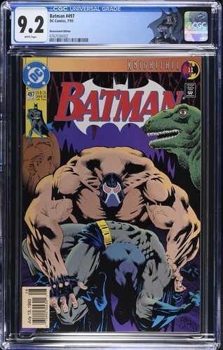 PRIMO:  BATMAN #497 NEWSSTAND 1st print BANE breaks back DC 1993 NM- 9.2 CGC
