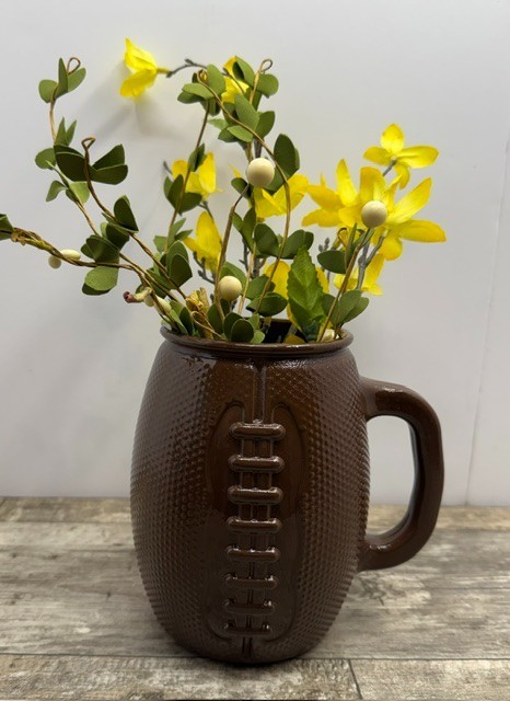 Glass Football Mug Vase - Leather Brown