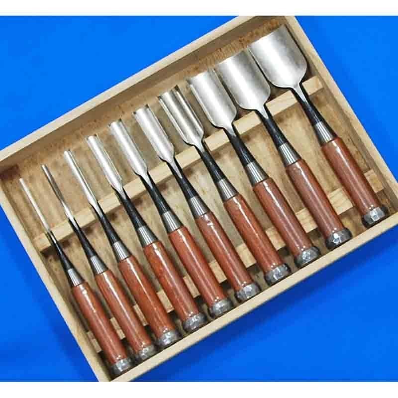 3rd Kunikei Japanese Gouge Chisels - Rare Fukamaru Uchimaru Nomi Set of 10 國慶