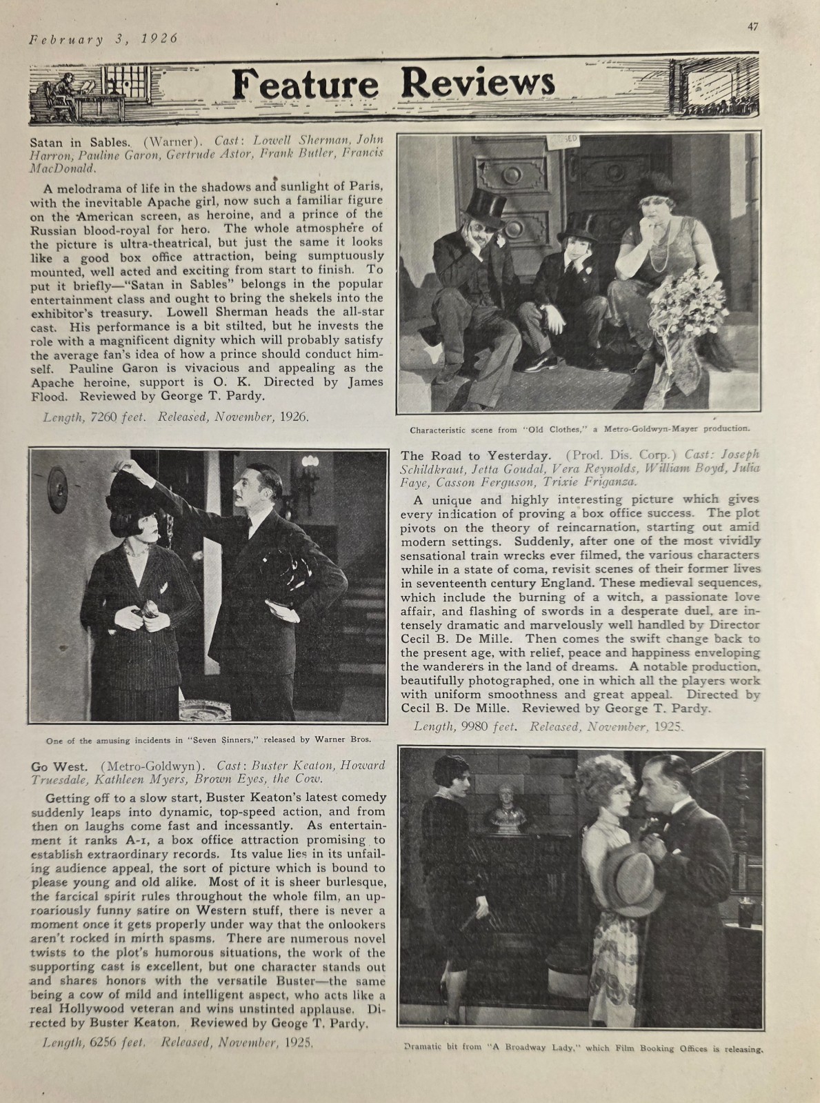 1926 Magazine Photos Silent Movie Reviews Buster Keaton,Jackie Coogan
