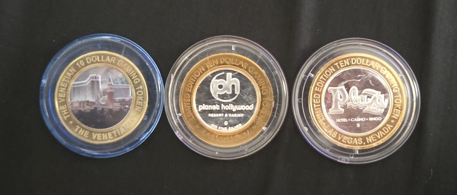 $10 Silver Strike Coins - Las Vegas - Venetian, Planet Hollywood, The Plaza