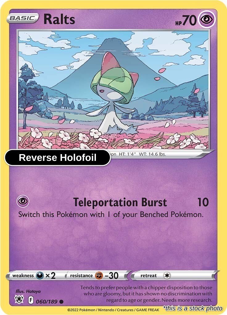 Ralts : SWSH10 Reverse Holofoil - 060/189 Near Mint