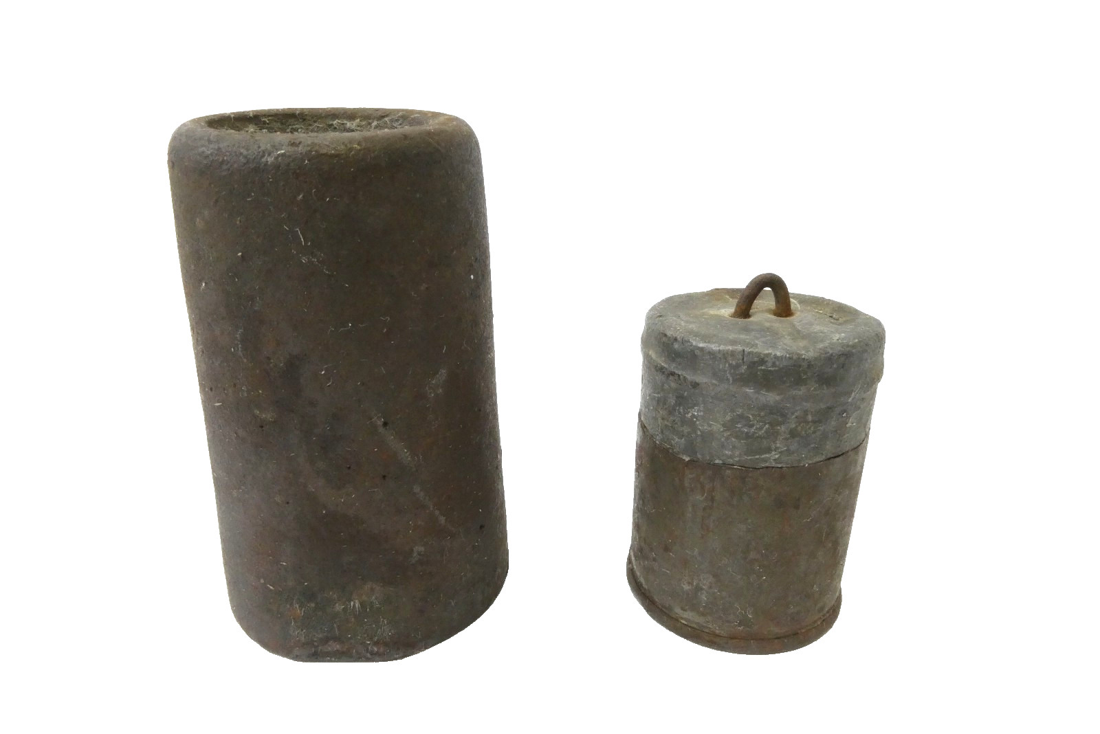 2 Vintage Clock Weights Cylindrical Metal 2.6 lb 1.79 lb Replacement Parts 2 Vintage Clock Weights Cylindrical Metal 2.6 lb 1.79 lb Replacement Parts