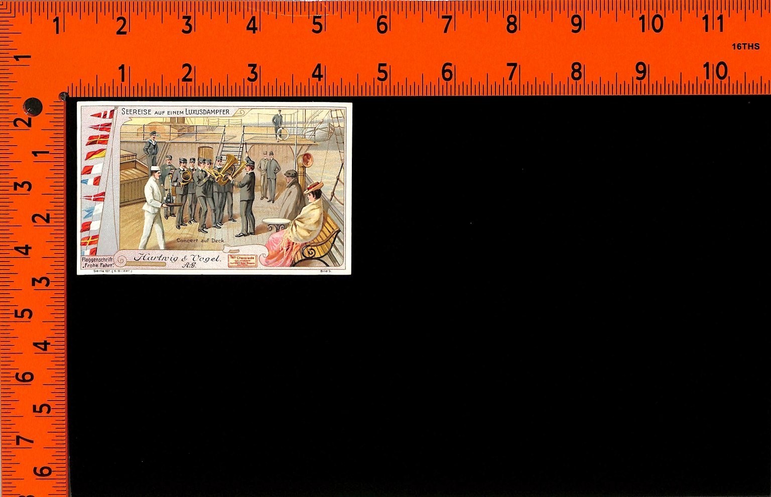 Vintage Hartwig & Vogel Dresden Trade Card Sea Voyage Luxury Steamer Concert