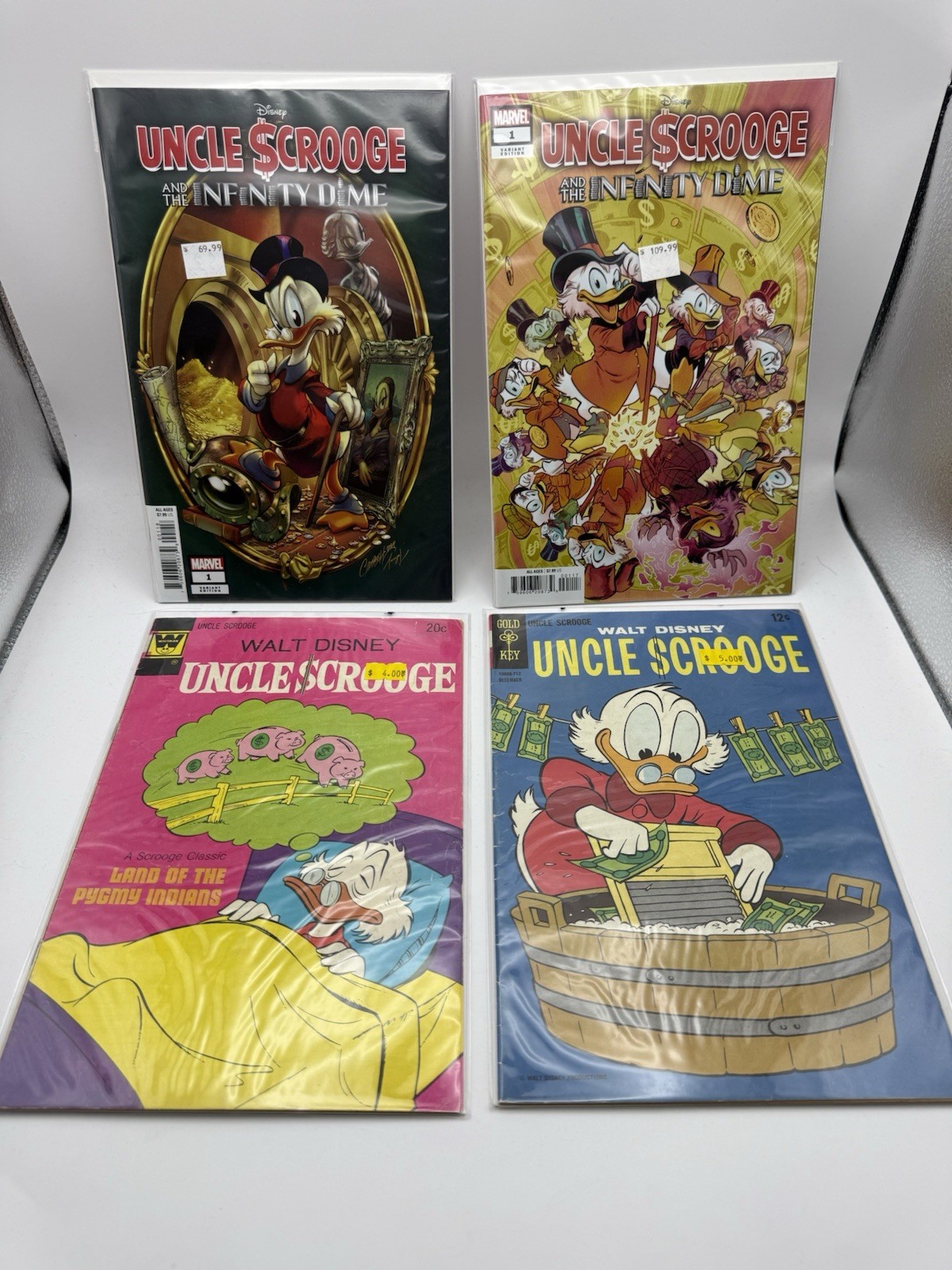Uncle Scrooge Comic Lot 4 Marvel Infinity Dime #1 Variant Gold Key #72 #112