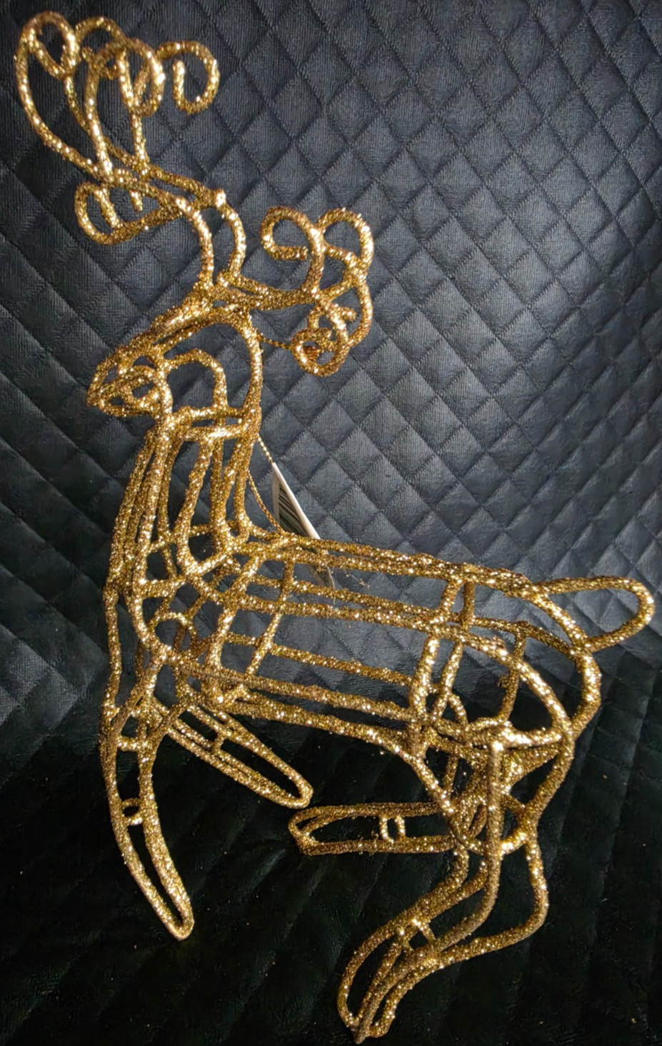 ViTG Pacific Rim NOS Gold Glitter Wire Reindeer Xmas Ornament 9x5\