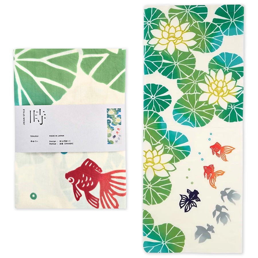 Japanese Cotton Tenugui Tapestry Hand Towel Bento Cloth Goldfish 35\