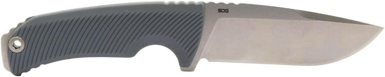 Gray SOG Tellus FX Drop Point CRYO 440 Knife Fixed Blade W/Sheath