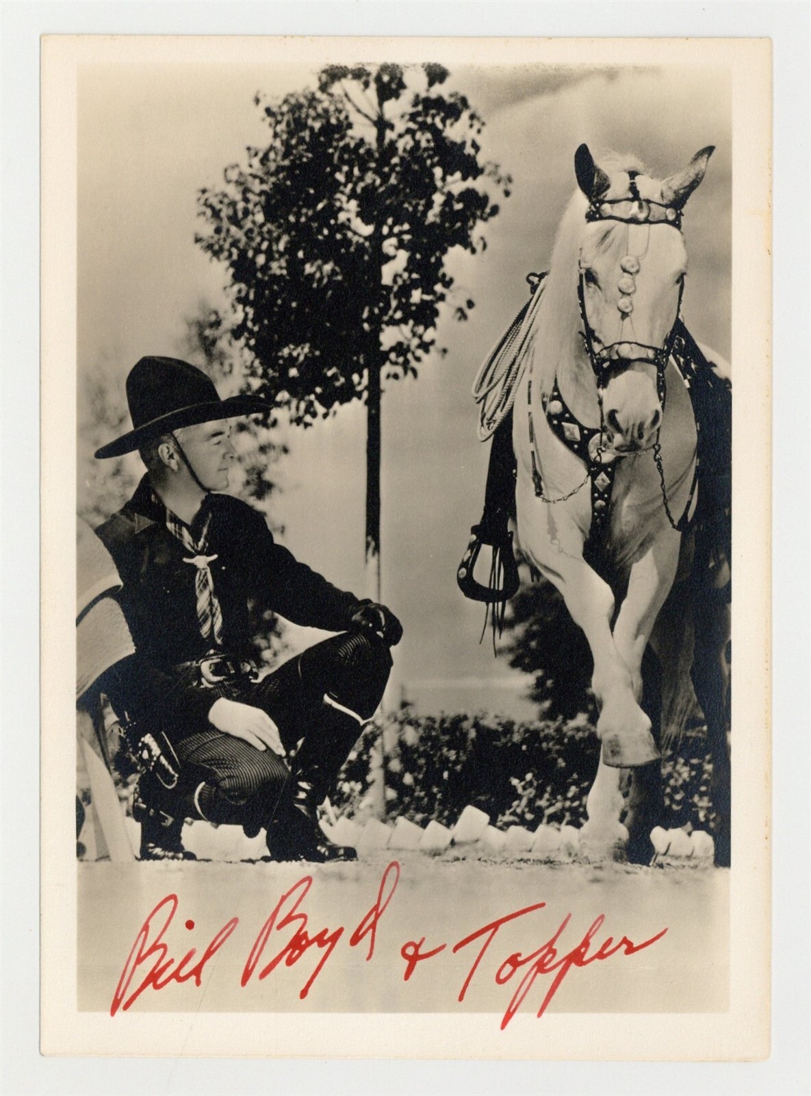 Bill Boyd & Topper 1938 Signed 5x7 Hopalong Cassidy Actor Photo Portrait J14227