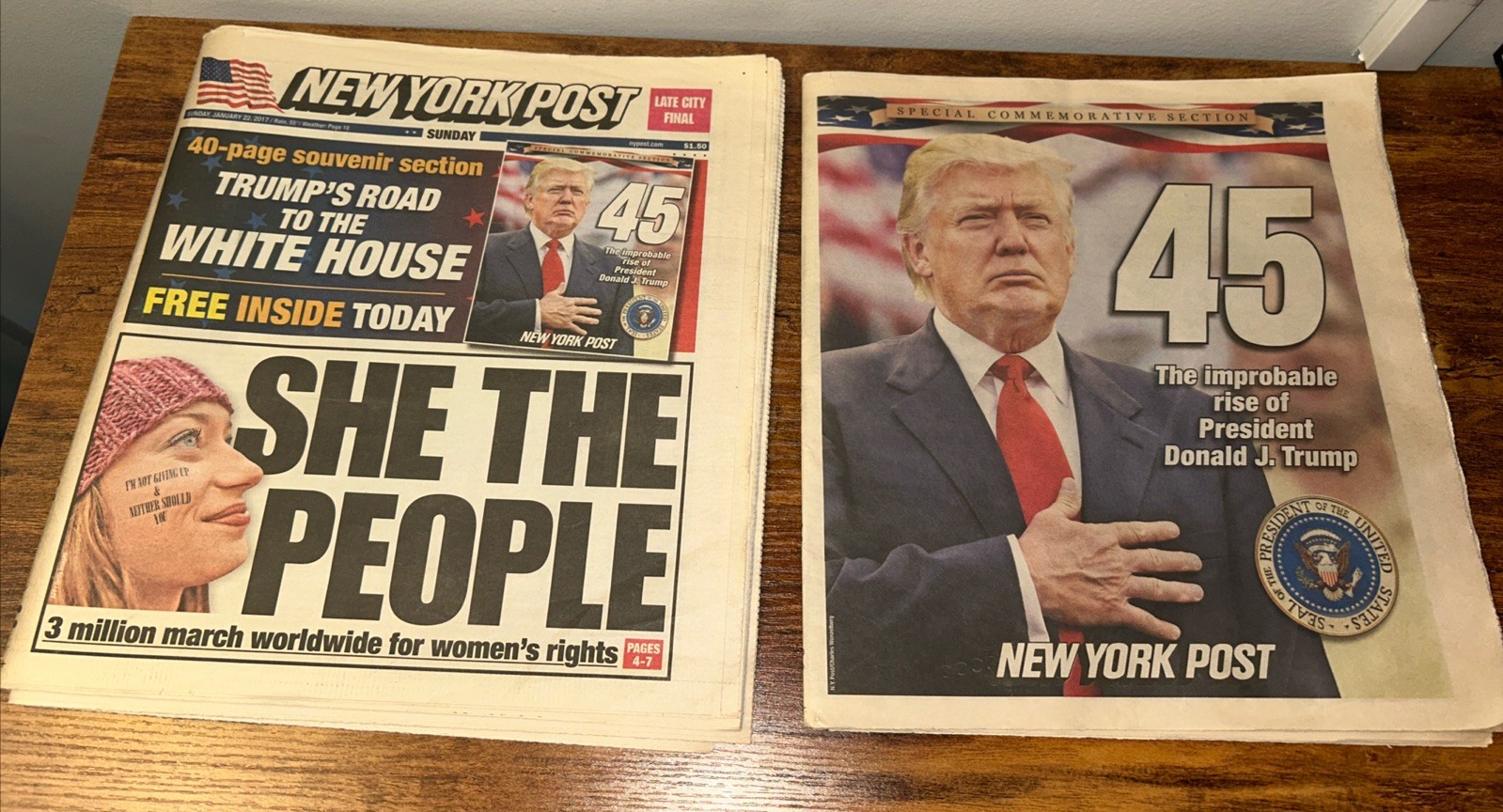 New York Post Jan 22 2017 Donald Trump Inauguration & Women’s March Souvenir