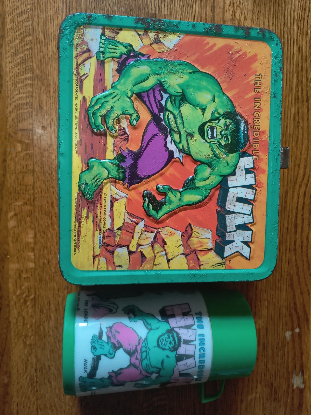RARE 1978 The Incredible Hulk Metal Lunch Box With Thermos Lunchbox Complete RARE 1978 The Incredible Hulk Metal Lunch Box With Thermos Lunchbox Complete