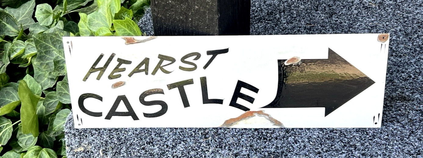 Vintage Rustic Hand Painted Hearst Castle Directional Mile Road Street Sign Vintage Rustic Hand Painted Hearst Castle Directional Mile Road Street Sign