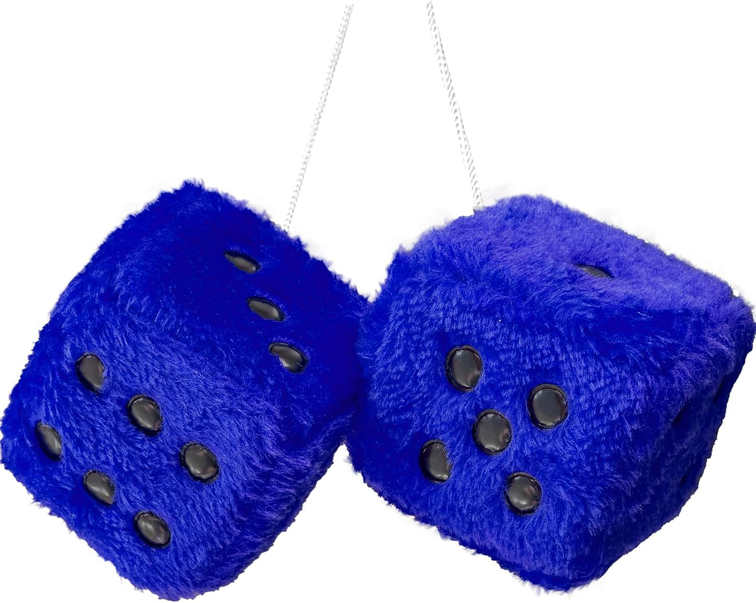 Pair 2.4” of Retro Mirror Fuzzy Plush Dice Car Pendants,Interior Rearview Mir...