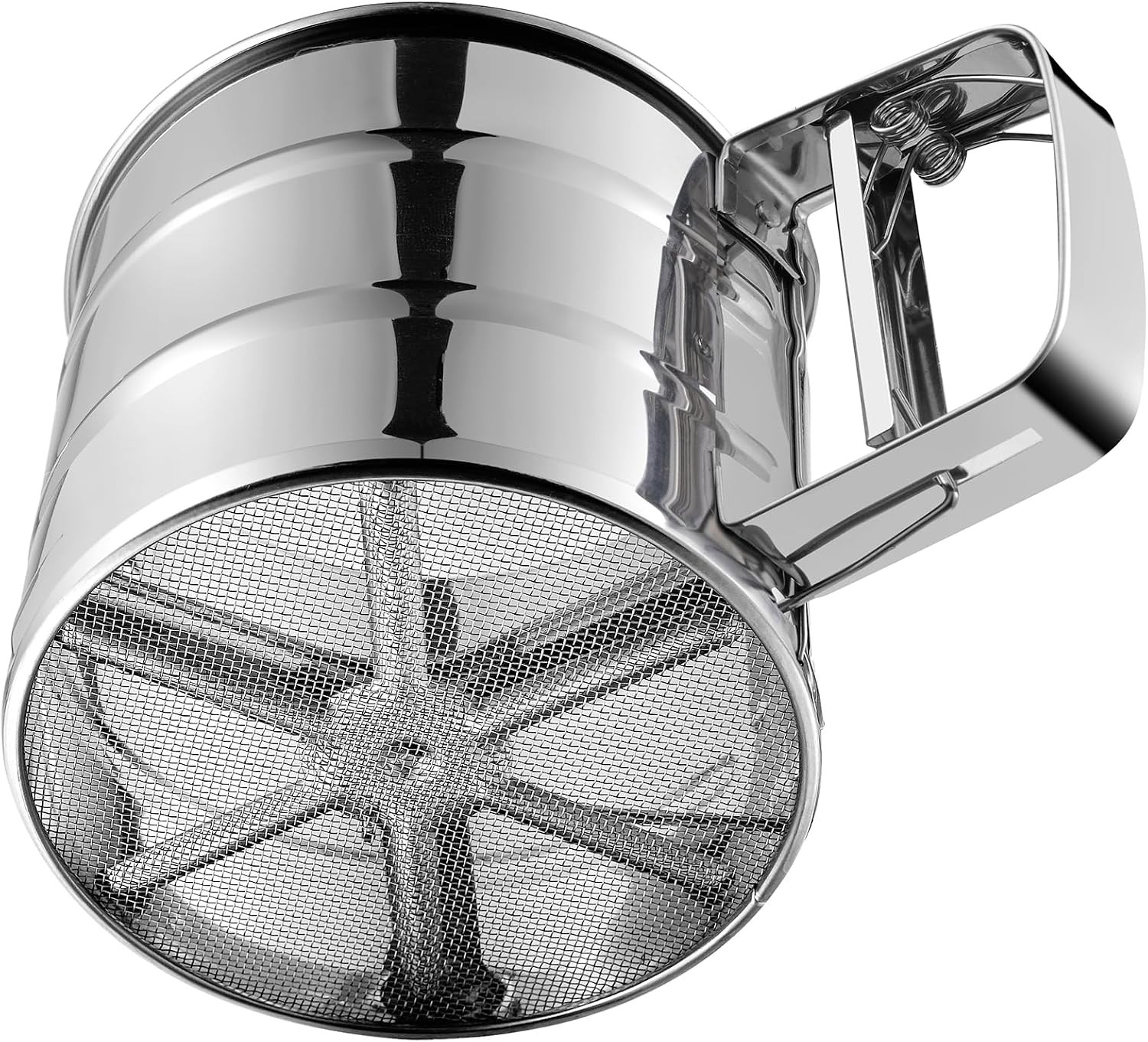 Stainless Crank Flour Sifter Rondauno Double Layer Mesh One-Hand Baking