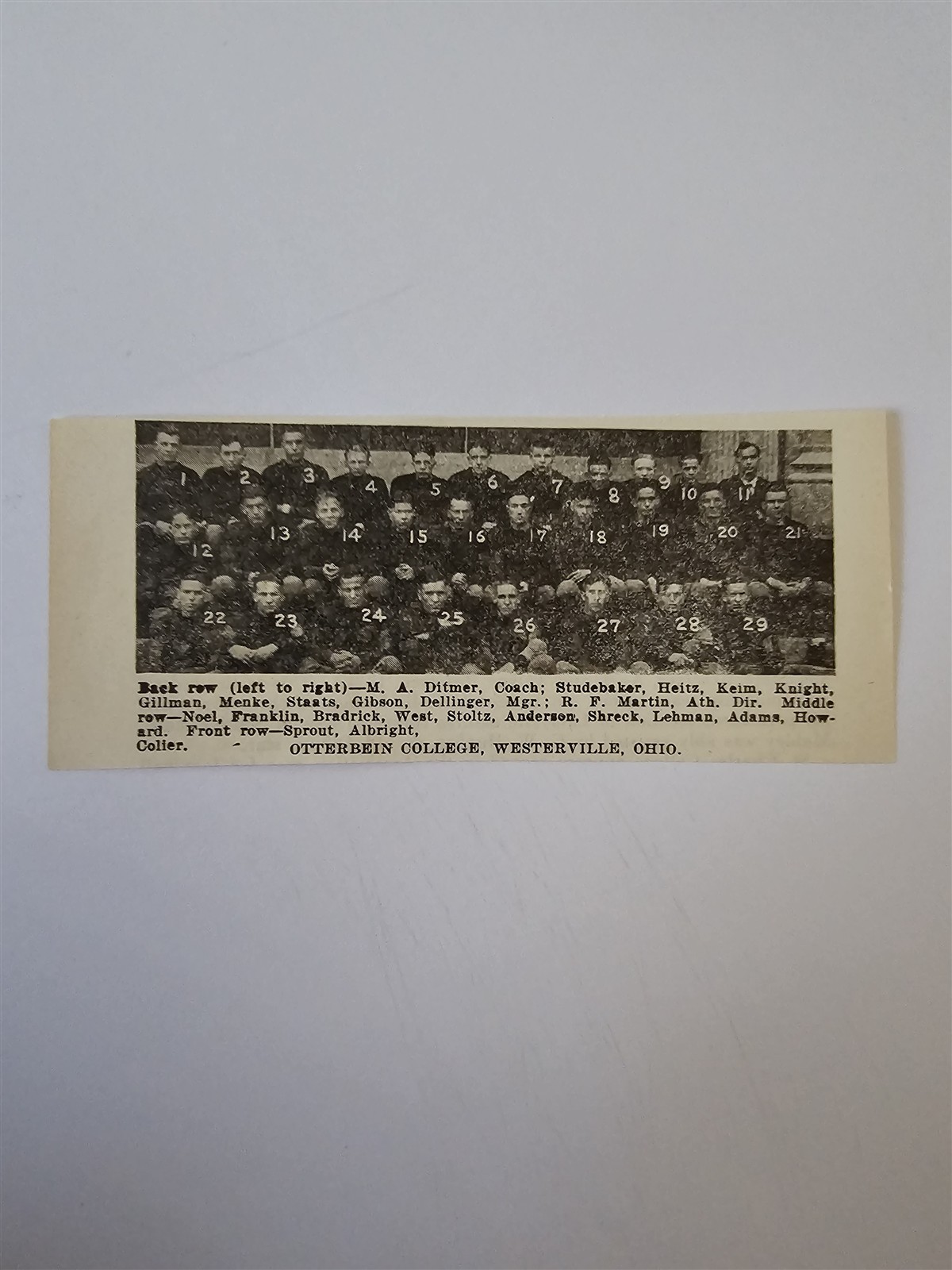 Otterbein College Westerville Ohio 1921 Football Team Picture Otterbein College Westerville Ohio 1921 Football Team Picture