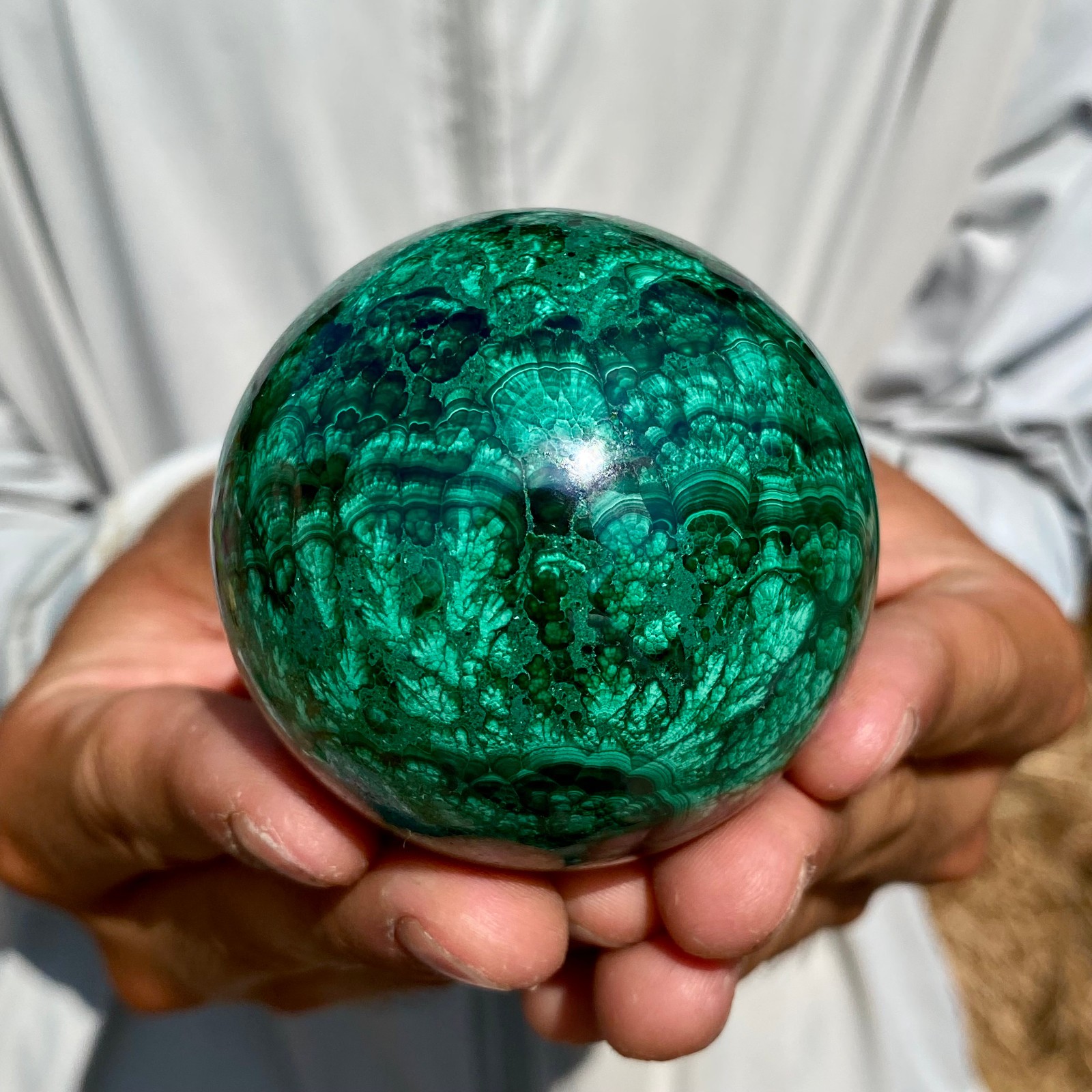 406G Rare Natural Malachite quartz hand Carved sphere Crystal Healing