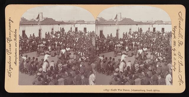 Photo:Johannesburg South Africa 1900 Kaffir War Dance Crowd Stereoview