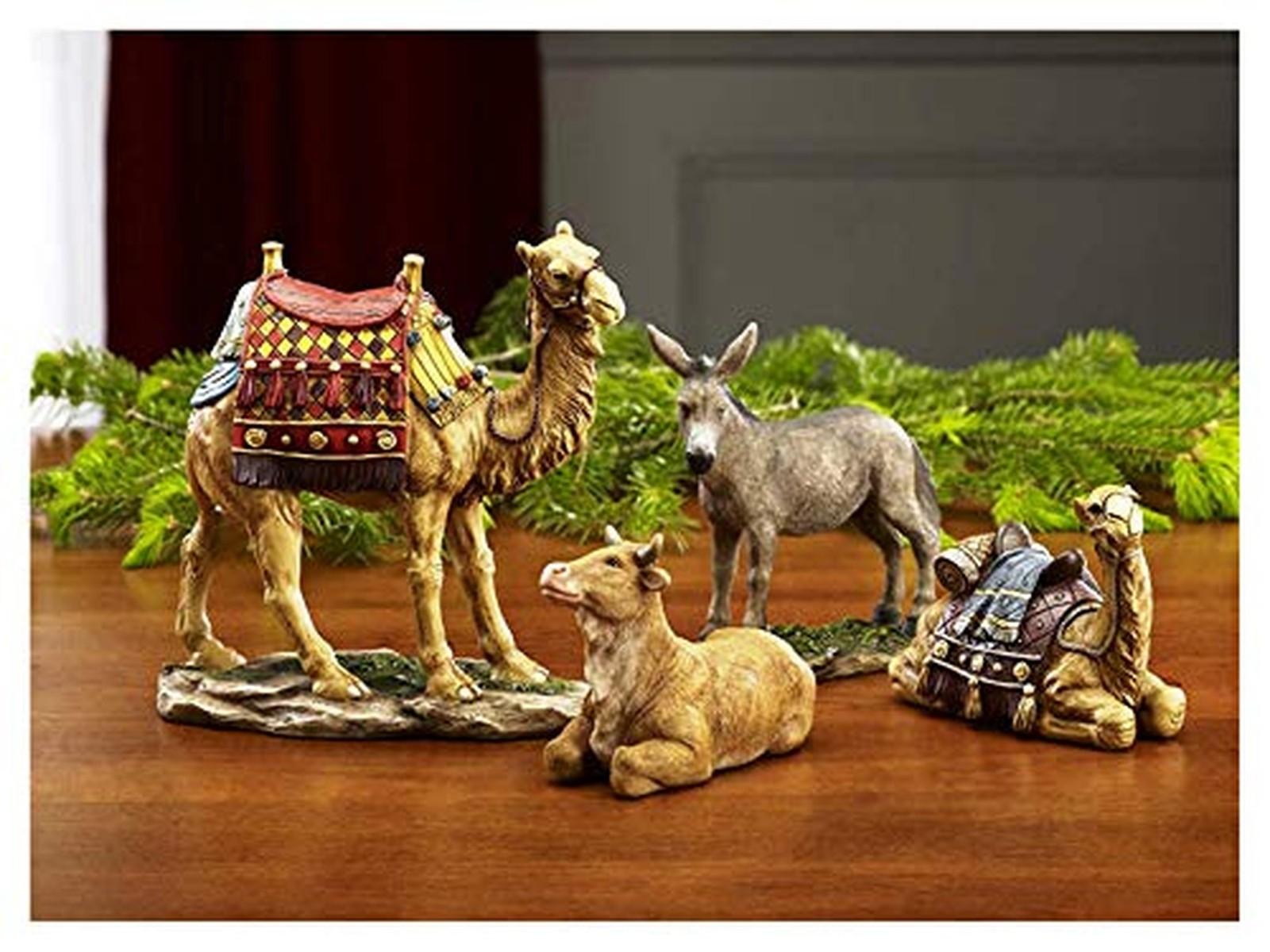 Three Kings Gifts Nativity Animals Set, 4-Piece Polystone Standing and Sittin...