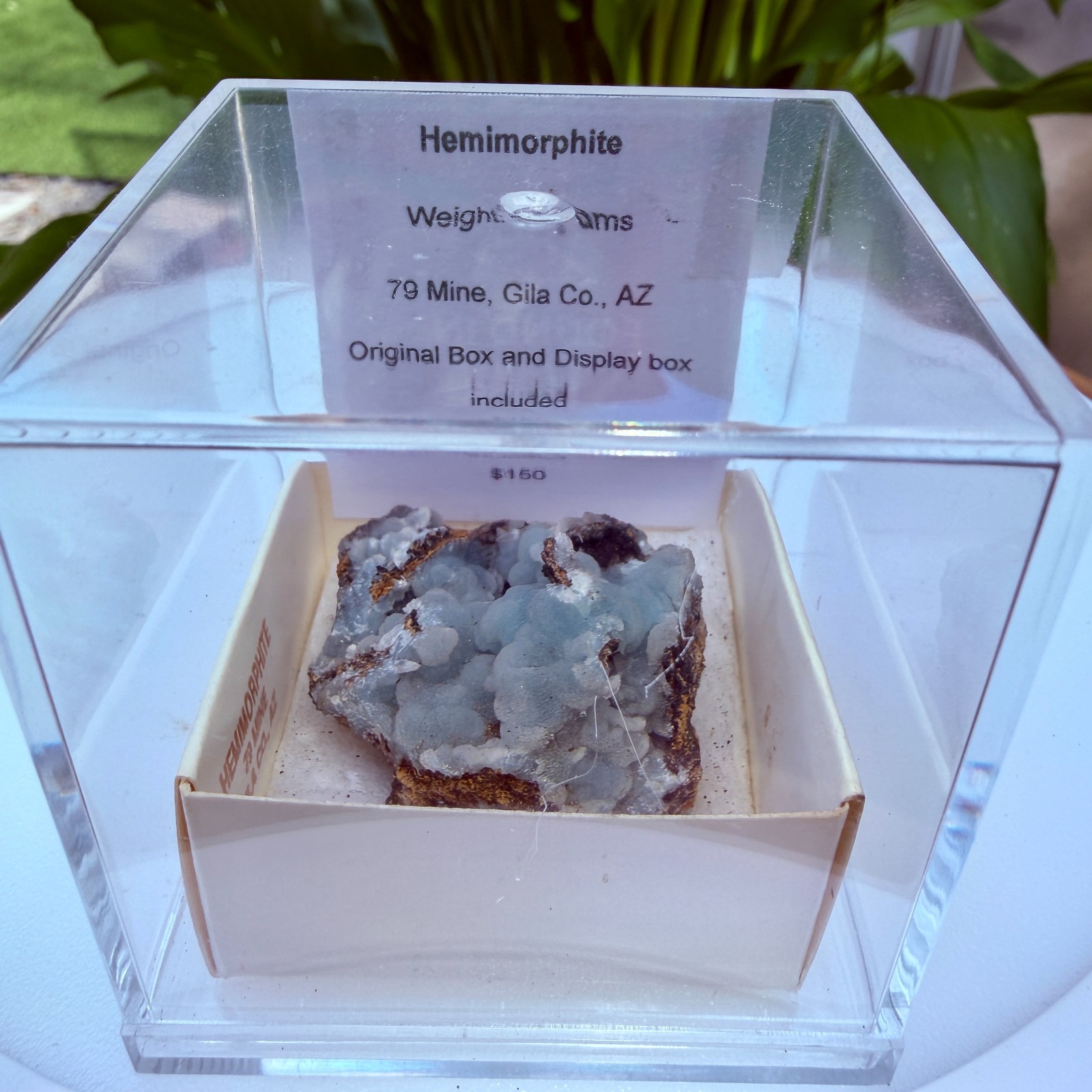 Old Stock 79 Mine Hemimorphite 36g Arizona Blue Botryoidal Crystal Vintage Box