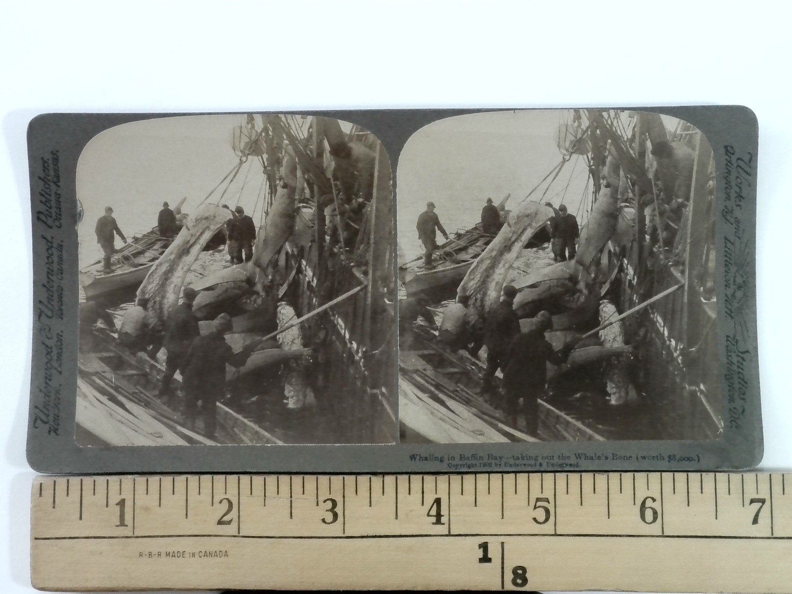 Whaling in Baffin Bay Stereoview Underwood & Underwood 1902 Curved Mount Arctic