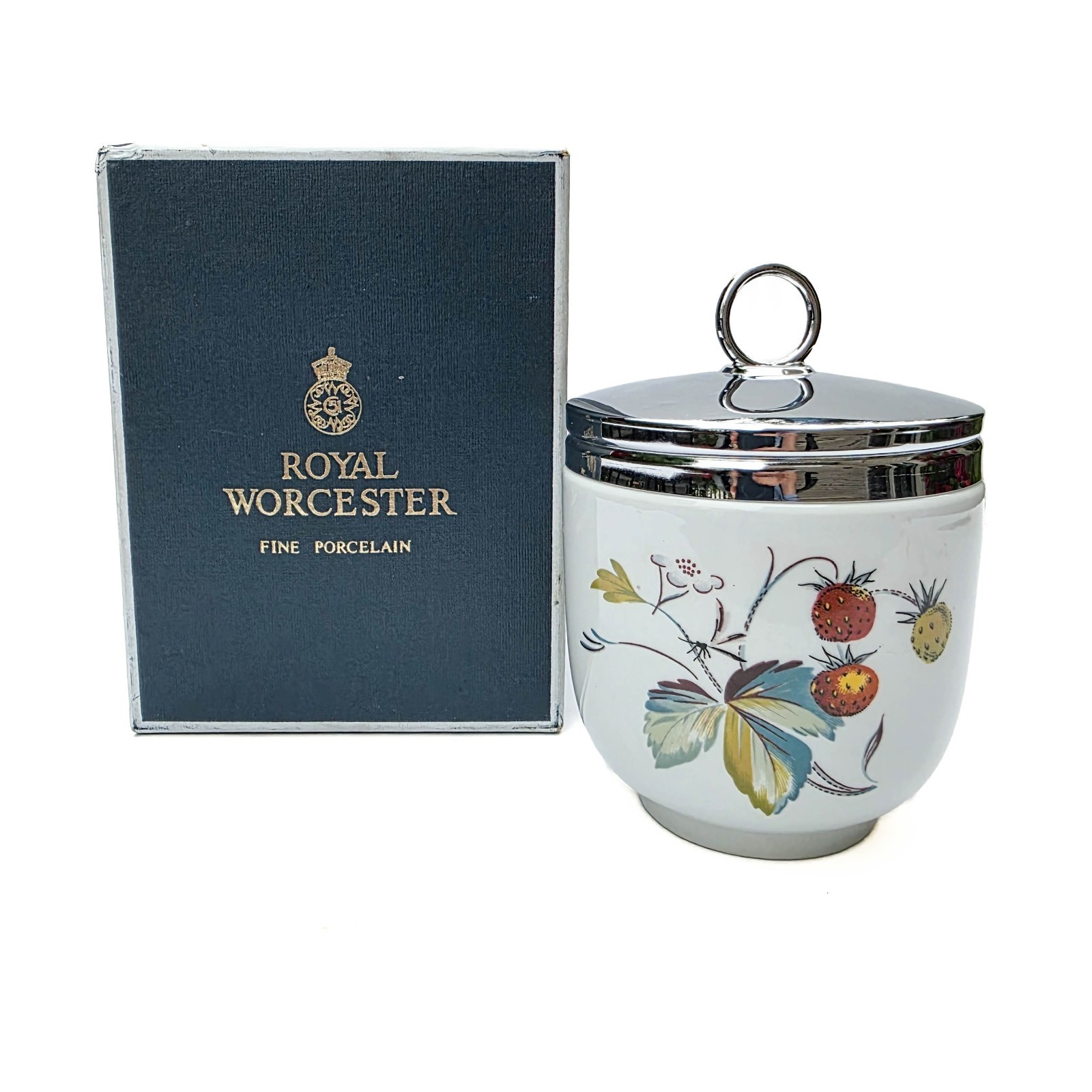 VTG Royal Worcester Strawberry Fair Maxime Egg Coddler 5.25