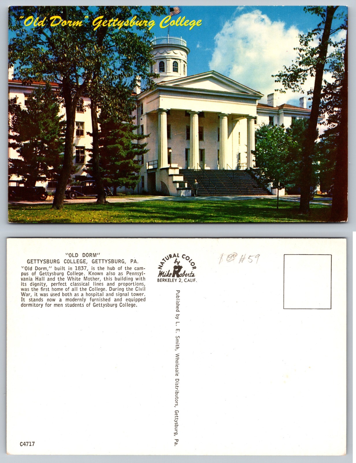 Old Dorm Gettysburg College Gettysburg PA Postcard