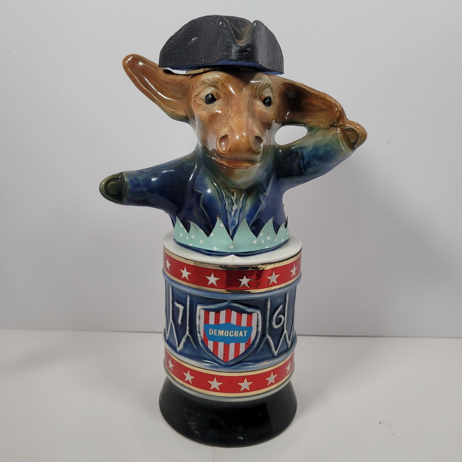 Vintage 1976 JIM BEAM BOTTLE DEMOCRAT DONKEY w HAT Bicentennial & Political, MT Vintage 1976 JIM BEAM BOTTLE DEMOCRAT DONKEY w HAT Bicentennial & Political, MT