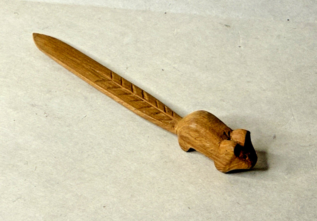 Small Vintage Hand Carved Wood Beaver Letter Opener, 4\