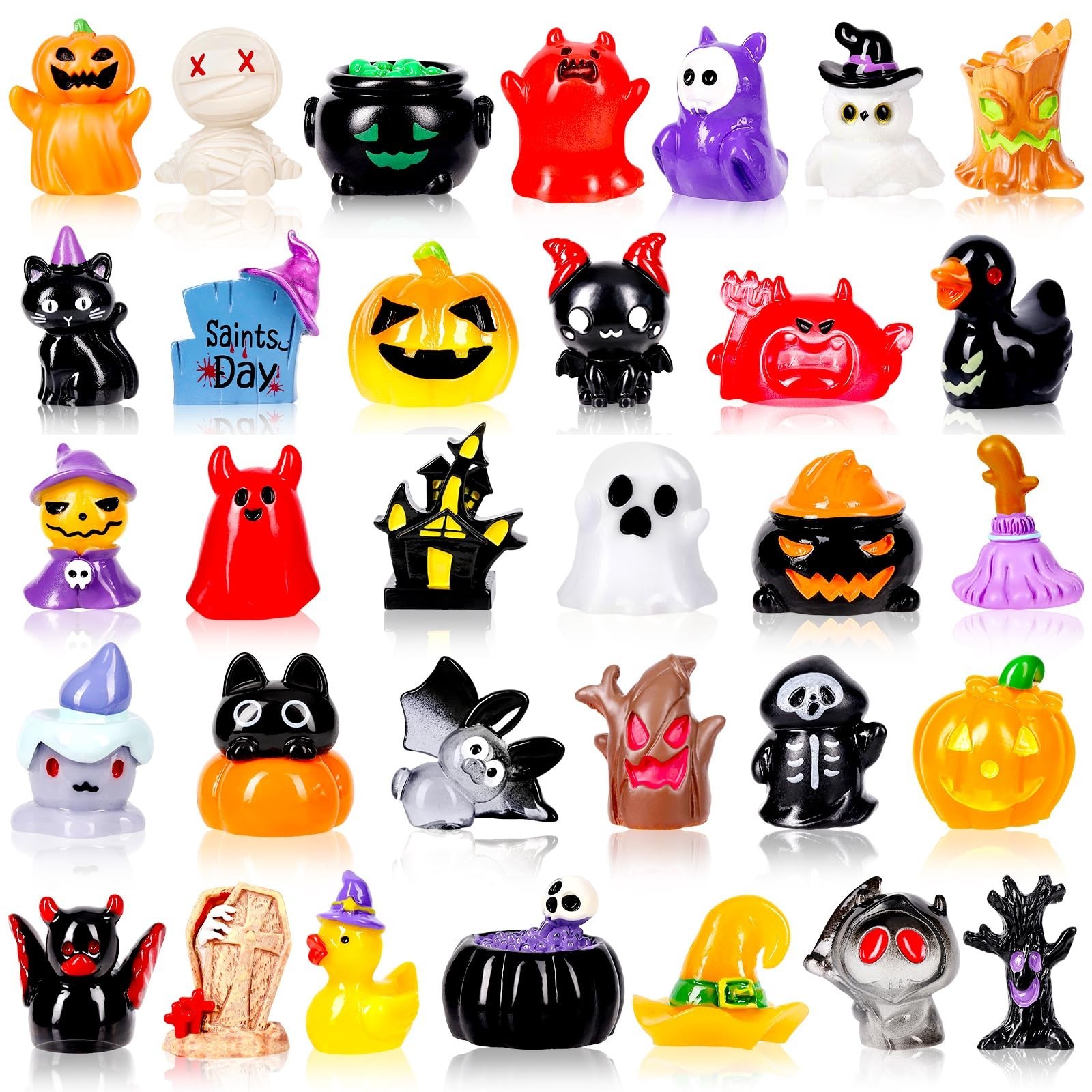 44Pcs Halloween Mini Resin Figures 44 Styles Little Figures to Hide Tiny Smal...