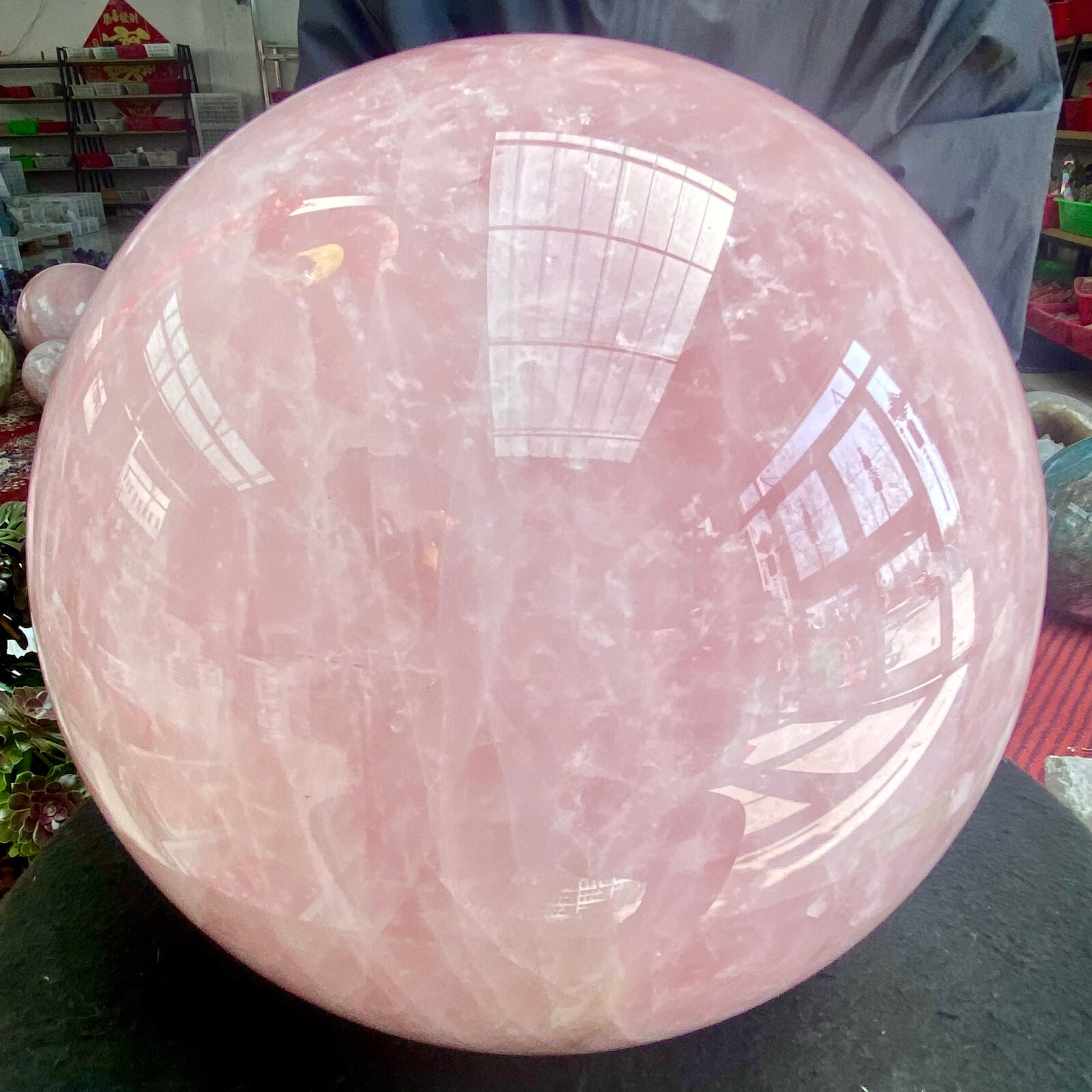 57.74LB Large Natural Crystal Pink Rose Chakra Quartz Sphere healing ball Specim