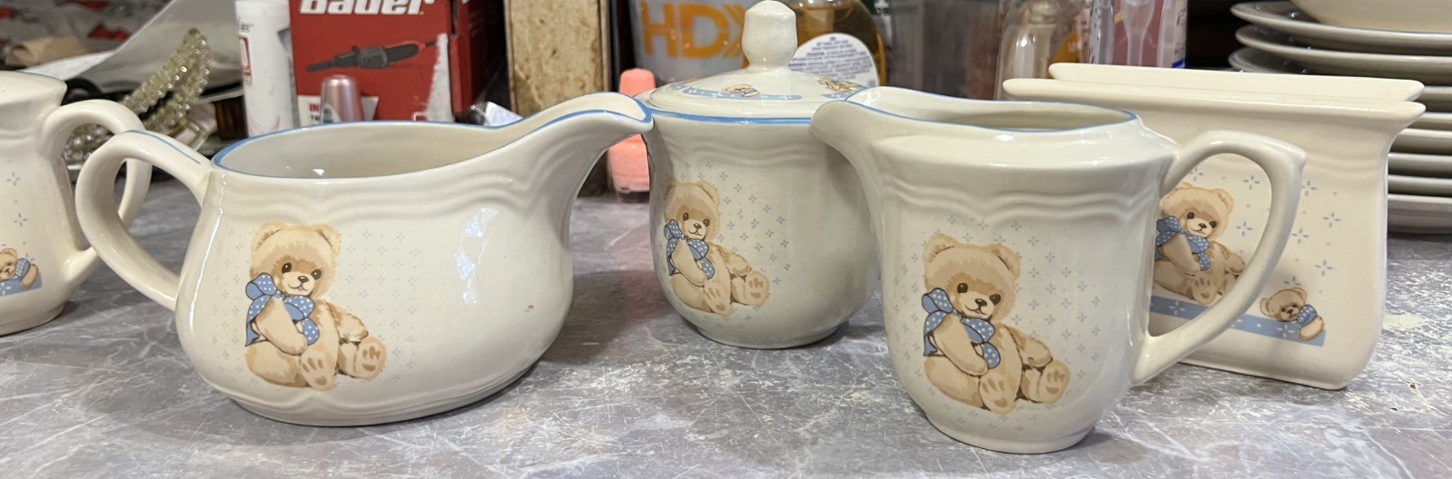 Vintage Tienshan Stoneware Country Bear Theodore Bear Tea Dinnerware Set 