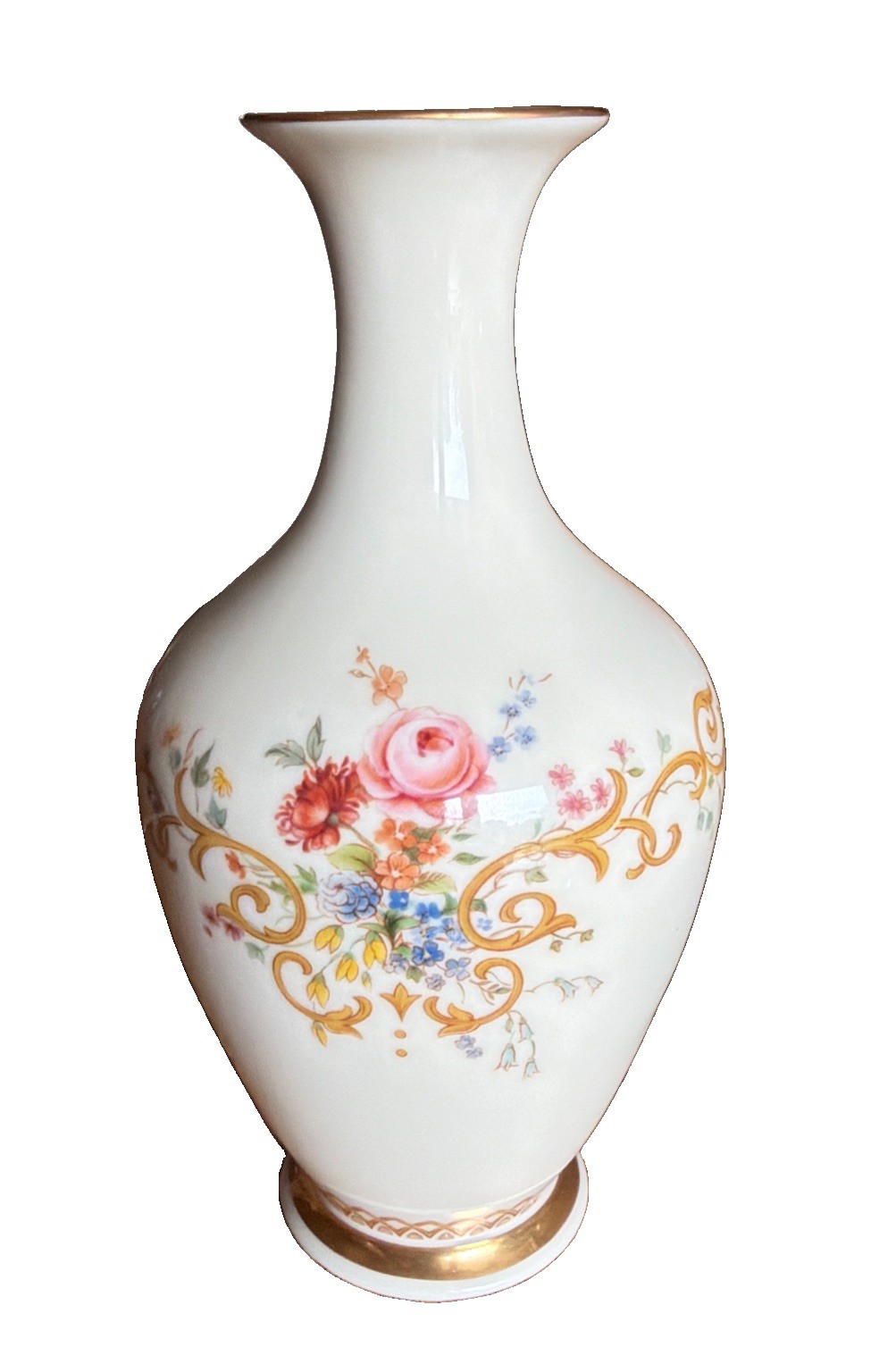 Vtg LENOX Floral Porcelain Bud Vase “Queen's Garden” 24k Gold Trim Made In USA