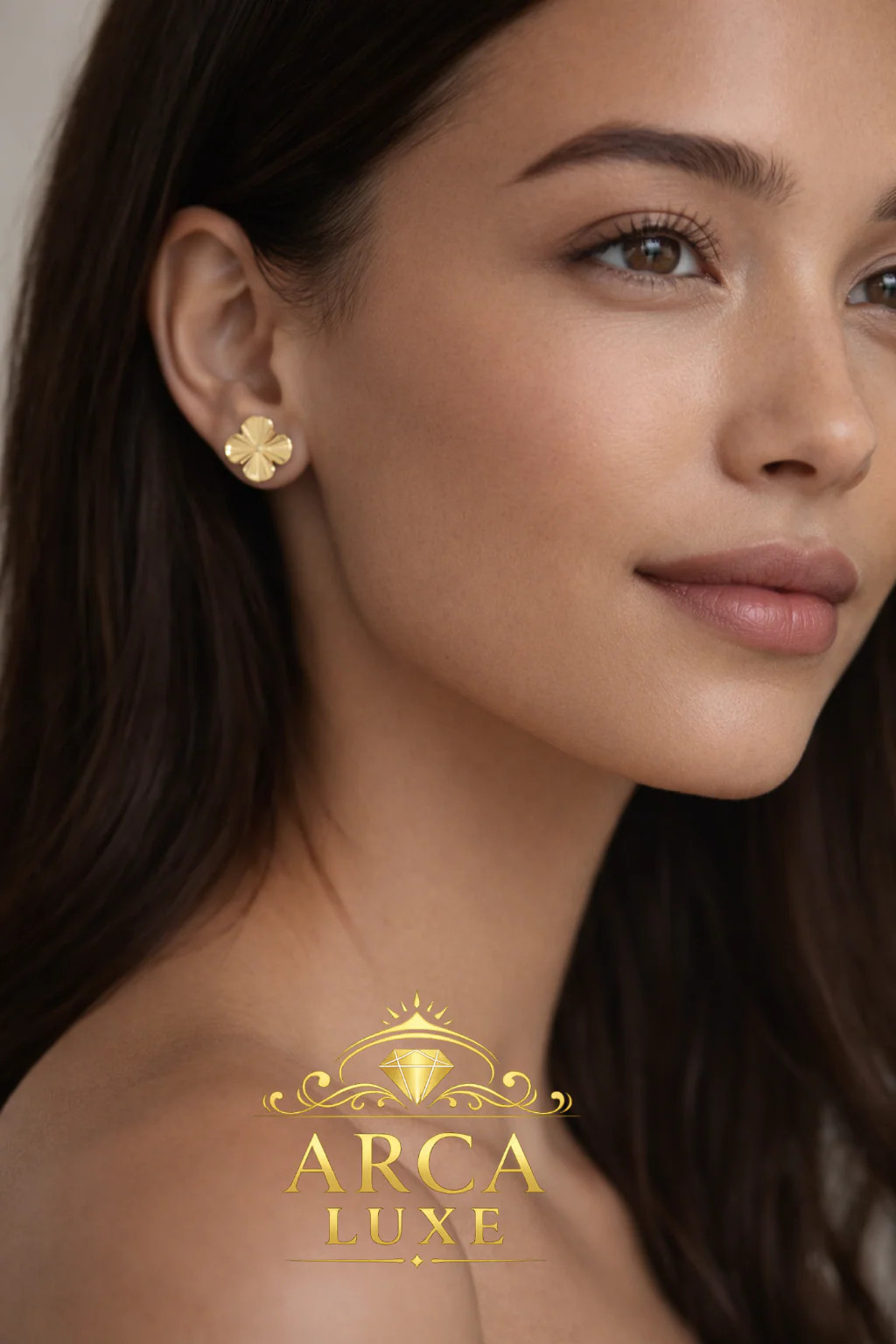 14K Solid Gold Clover Stud Earrings – Minimal Floral Design