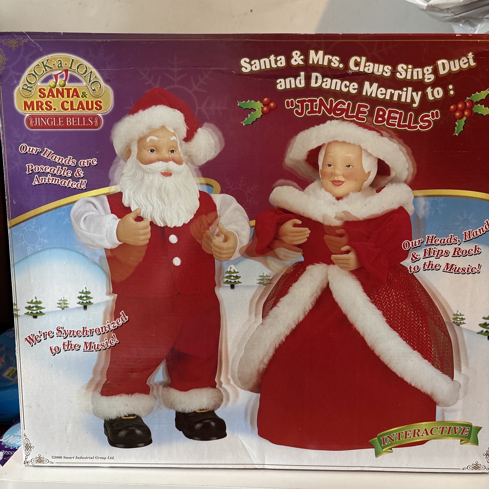 RARE Vtg Rock-A-Long SANTA & MRS. CLAUS Interactive Sing/Dance Motion Sensor...