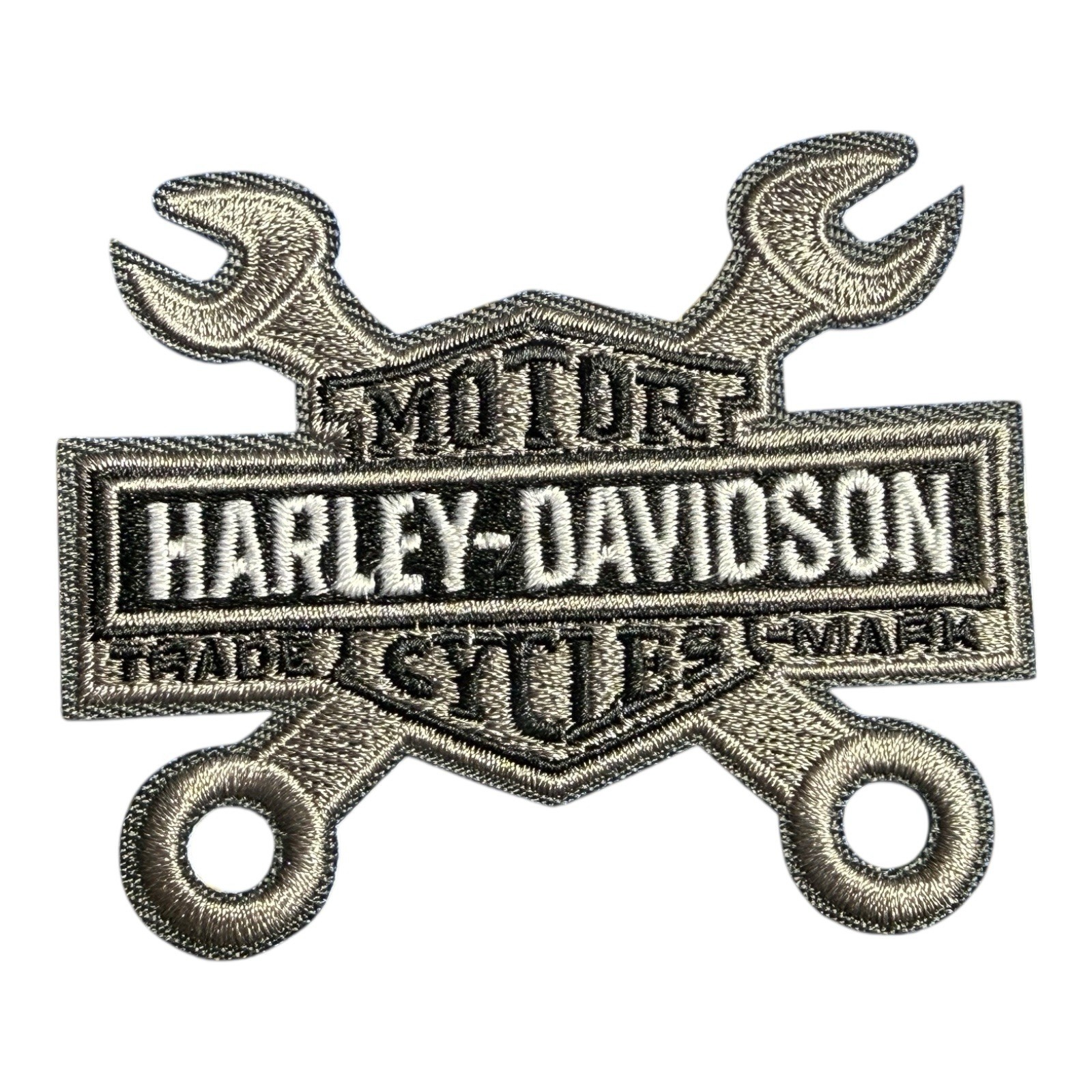 Embroidered Harley Davidson Iron-On Patch, Motorcycle, Biker Wrench