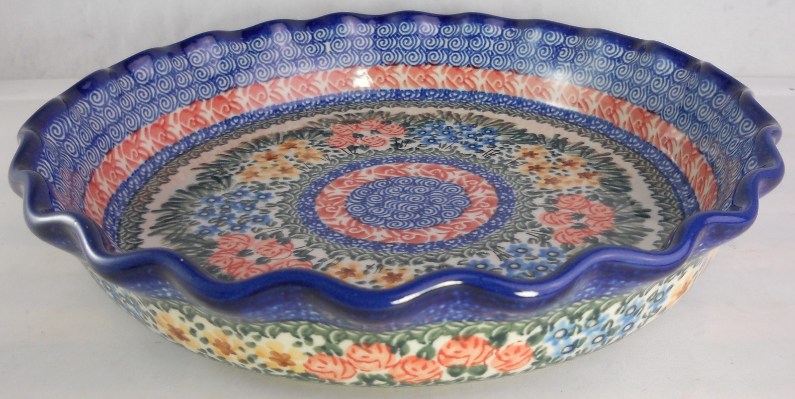 2007 Ceramika Artystyczna Polish Pottery Scalloped Ruffle Pie Plate 4625 636 2007 Ceramika Artystyczna Polish Pottery Scalloped Ruffle Pie Plate 4625 636