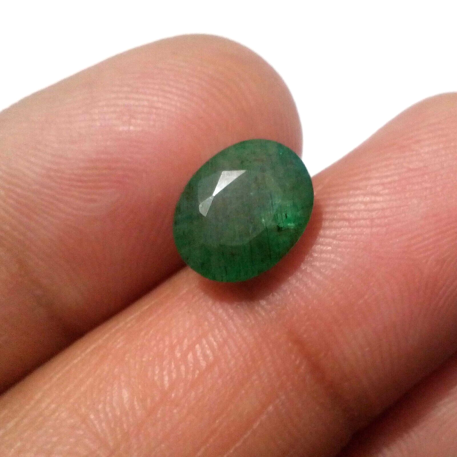 Gorgeous Pretty 4.10 Crt Green Zambian Emerald Faceted Oval Shape Loose Gemstone
