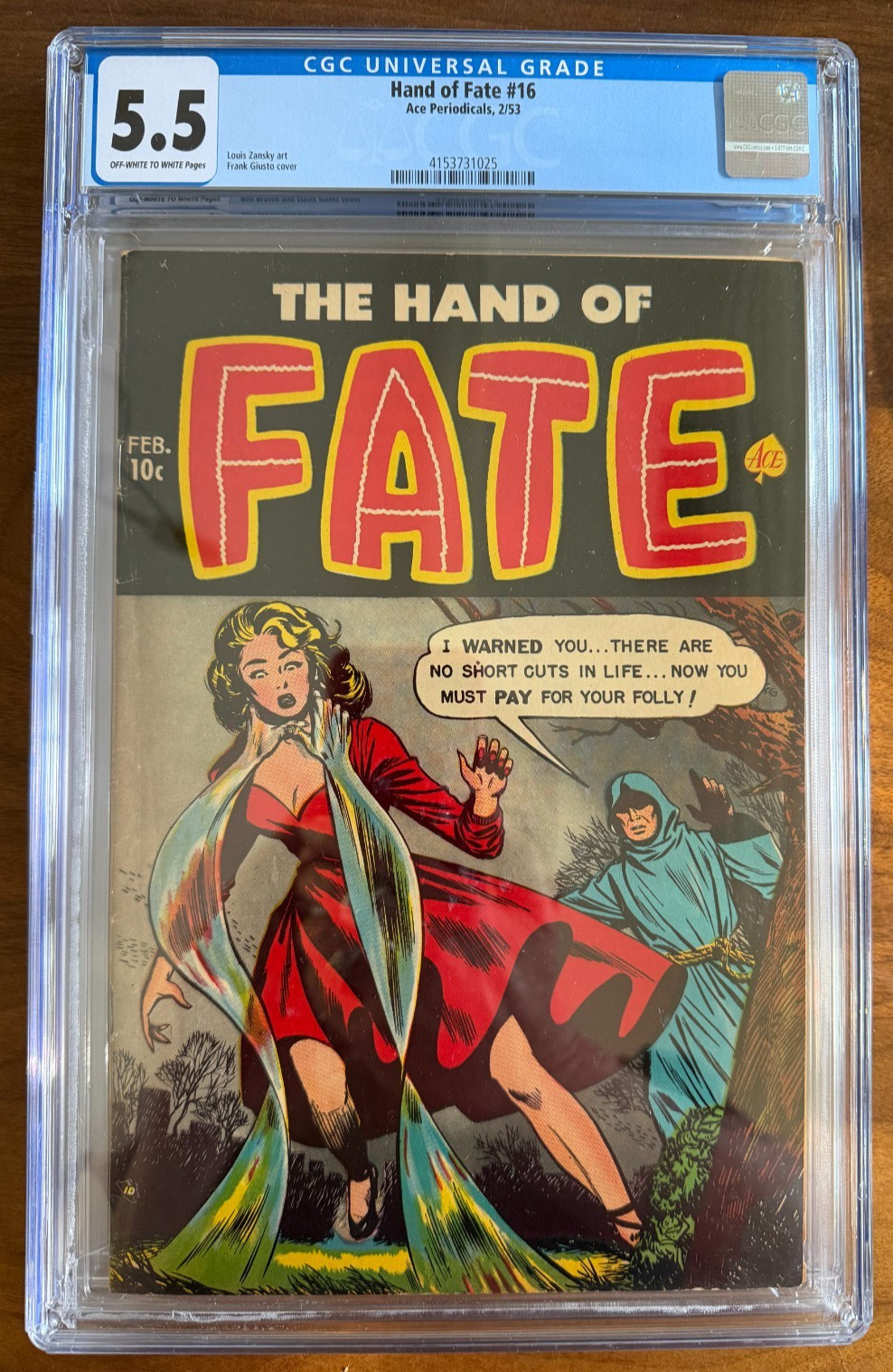 THE HAND OF FATE #16 CGC 5.5 Pre-Code Horror Ace Periodicals 1953 Golden Age THE HAND OF FATE #16 CGC 5.5 Pre-Code Horror Ace Periodicals 1953 Golden Age