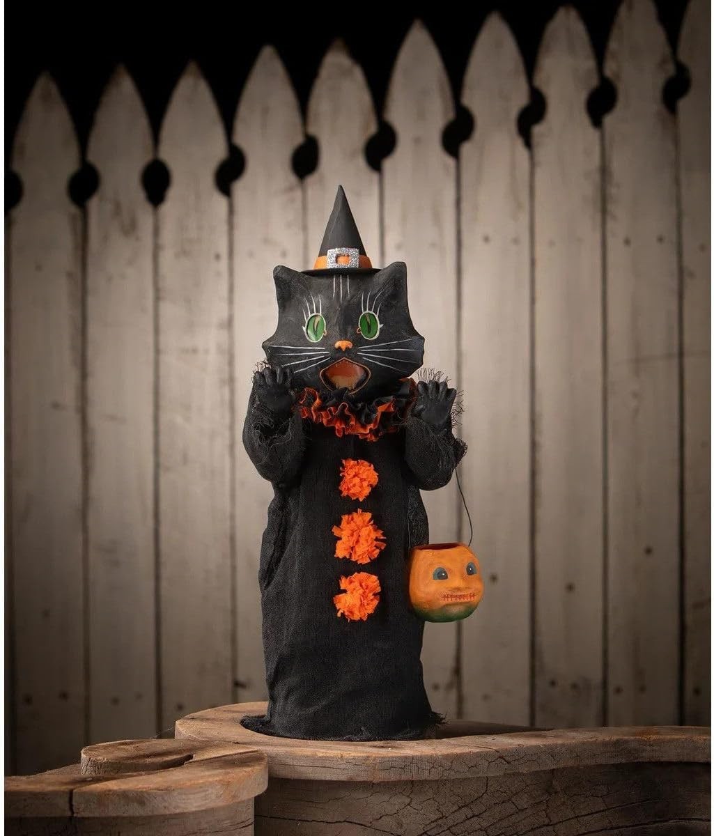 Bethany Lowe Scaredy Black Cat Ghoul Trick or Treater Halloween Medium 16.75