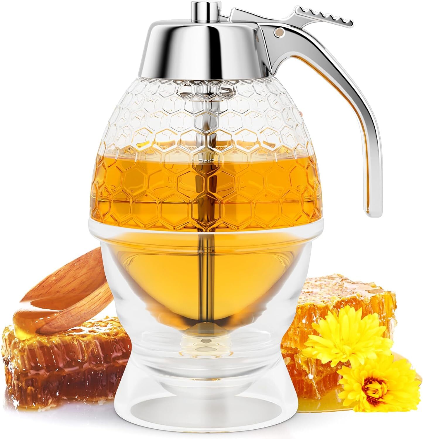 Honey Dispenser No Drip, Maple Syrup Dispenser, Honey Jar with Stand, 8 oz Pot Honey Dispenser No Drip, Maple Syrup Dispenser, Honey Jar with Stand, 8 oz Pot
